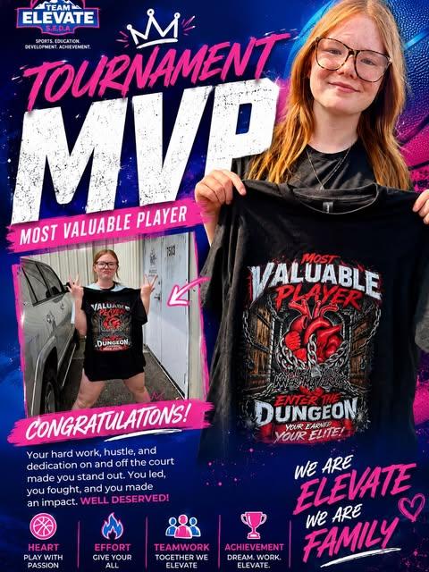 Team Elevate tournament MVP graphic posted by the club.